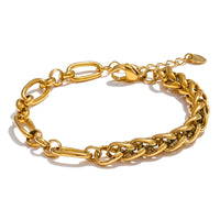 VAIGE  Stainless Steel Metal Chain Bracelet Bangle 18K Gold Waterproof Plated Jewelry