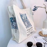 VAIGE Vintage Floral Elegance Tote Bag in Soft Blue and Cream