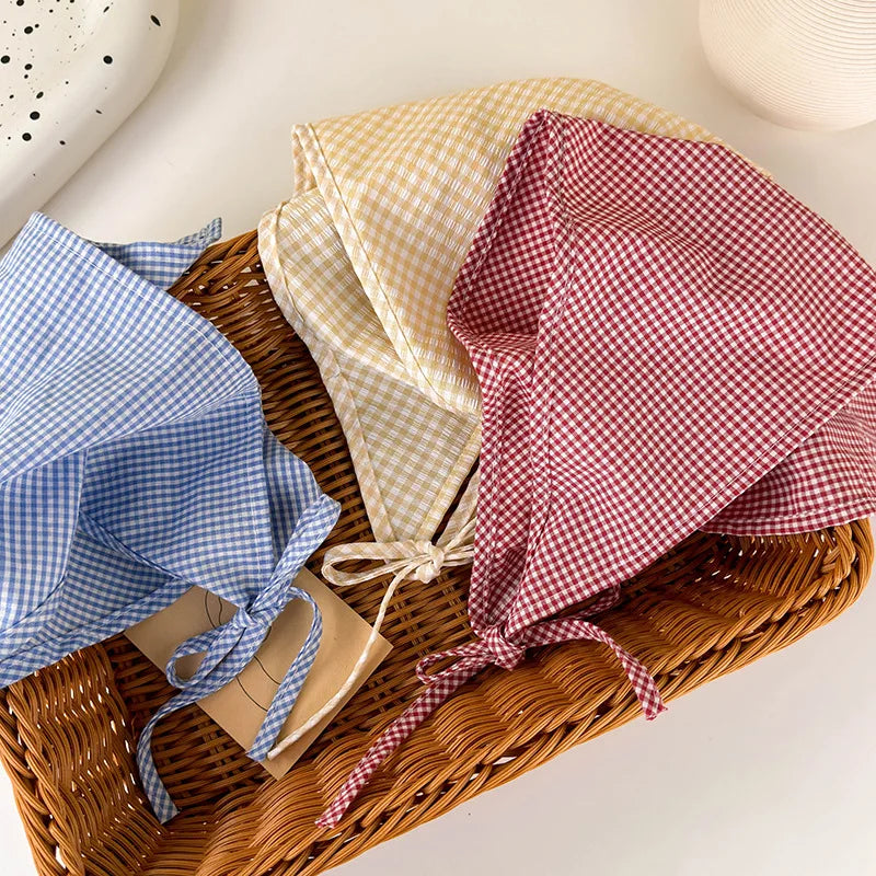 VAIGE Cotton Plaid Triangle Bandana Headband Hair Scarf for Casual Spring and Summer Wear