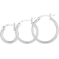 VAIGE 925 Sterling Silver Bold Classic Hypoallergenic Hoop Earrings, 14K White Gold Plated Tube Design, 24x2mm Size with Velvet Jewelry Bag