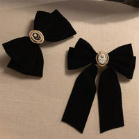 VAIGE Chic Black Velvet Floral Hair Bow Clip