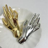 VAIGE Elegant Vintage Gold Palm Hand Brooch in Smooth Metal Finish