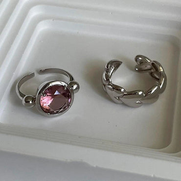 Purple Zircons gemstone silver heart Ring