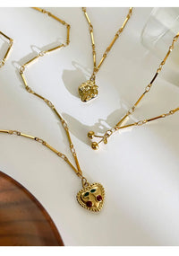 VAIGE Cherry Heart Pendant Necklace Gold Stainless Steel