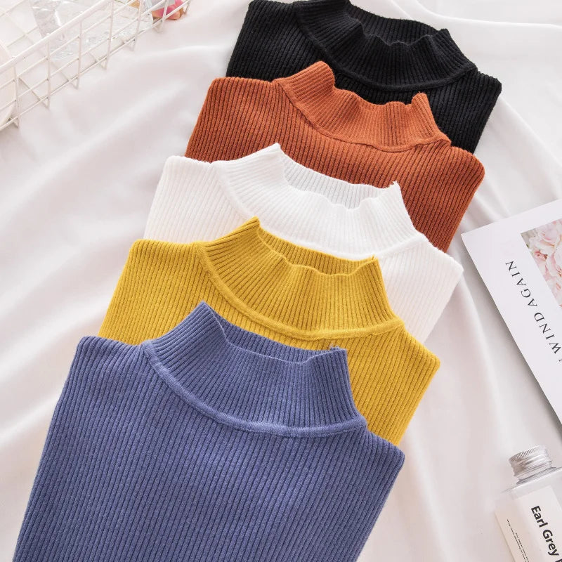 VAIGE Soft Knitted Turtleneck Pullover Sweater - High Stretch Cashmere Blend, Basic Solid Design for Autumn/Winter Casual Wear