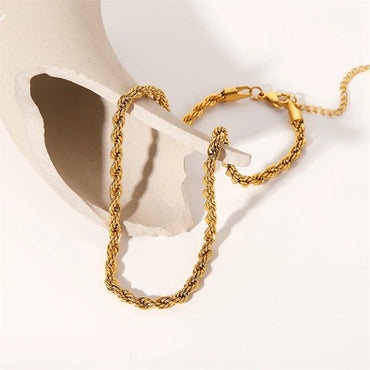 VAIGE 5mm Chunky Twisted Rope Chain Necklace in 18K Gold Stainless Steel - Fashionable Hip Hop Choker for Parties