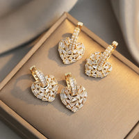 VAIGE Luxury Zircon Inlaid Peach Heart Drop Earrings - Multi-Wearing Style Fashion Jewelry