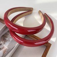 VAIGE Retro Red Synthetic Leather Sponge Headband - Geometric Design Hair Accessory for Casual Wear and Face Washing