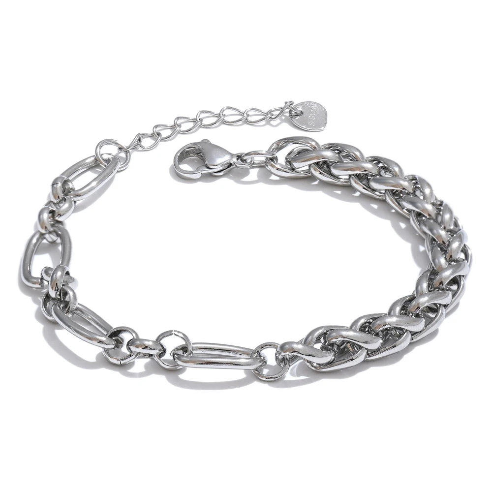 VAIGE  Stainless Steel Metal Chain Bracelet Bangle 18K Gold Waterproof Plated Jewelry