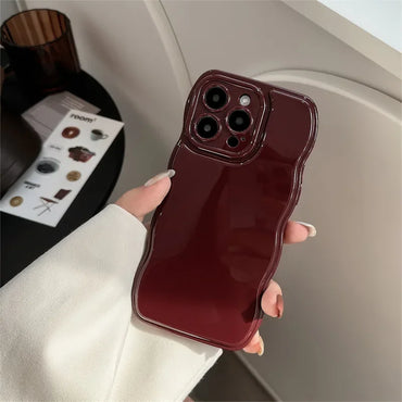 VAIGE  Air Cushion Wave Wine Red Shockproof TPU Phone Case for iPhone Series - Heavy Duty Protection, Anti-Fingerprint, Dustproof, Water-Resistant Design