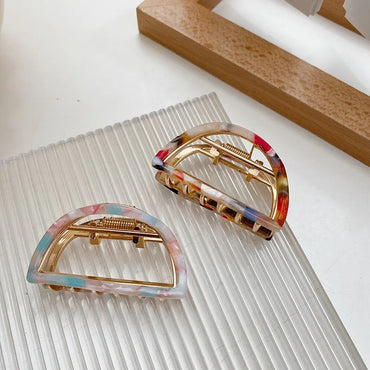 VAIGE Acetate Semicircular Hair Claw Clip - Vintage Geometric Hair Accessory for Casual Wear