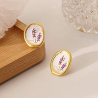 VAIGE Delicate Lavender Blossom Earrings with 925 Silver Needles