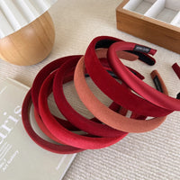 VAIGE New Year's Red Thin Cotton Headband - Sweet Sponge Hair Hoop for Casual Wear and Christmas Decor, Geometric Pattern Hair Accessories