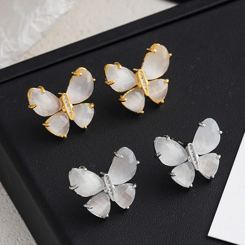 VAIGE Enchanting Butterfly Earrings - Elegant Delicate Design in Blue and Gold