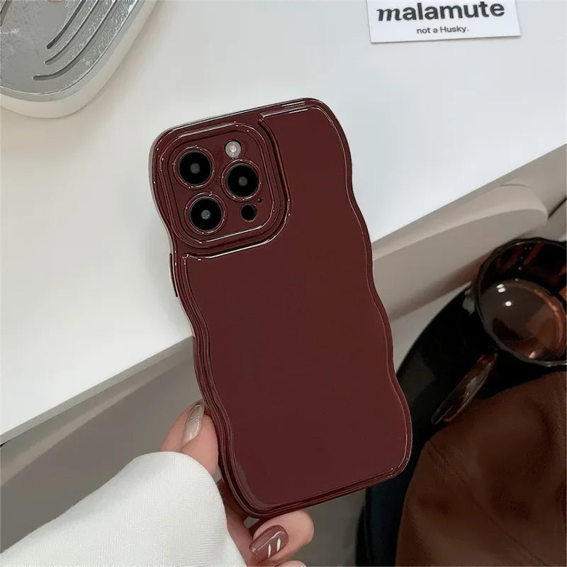 VAIGE  Air Cushion Wave Wine Red Shockproof TPU Phone Case for iPhone Series - Heavy Duty Protection, Anti-Fingerprint, Dustproof, Water-Resistant Design