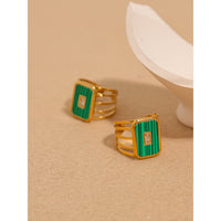 VAIGE Luxe Green Malachite & Gold-Plated Stainless Steel Ring