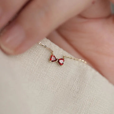 Red Zircon Bow Necklace  925 Sterling