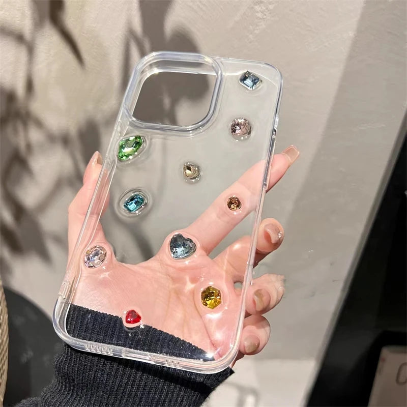 VAIGE Luxury Glittering Diamond Epoxy Bumper Case for iPhone 11, 12, 13, 14, 15 Series - Shockproof, Anti-Scratch, Clear Silicone Cover