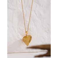 VAIGE Elegant Golden Heart Stainless Steel Locket Necklace