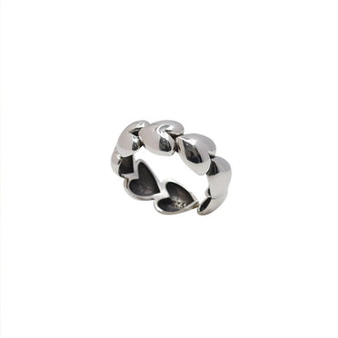 VAIGE Dazzling Silver Heart Cuff Ring in Geometric Elegance