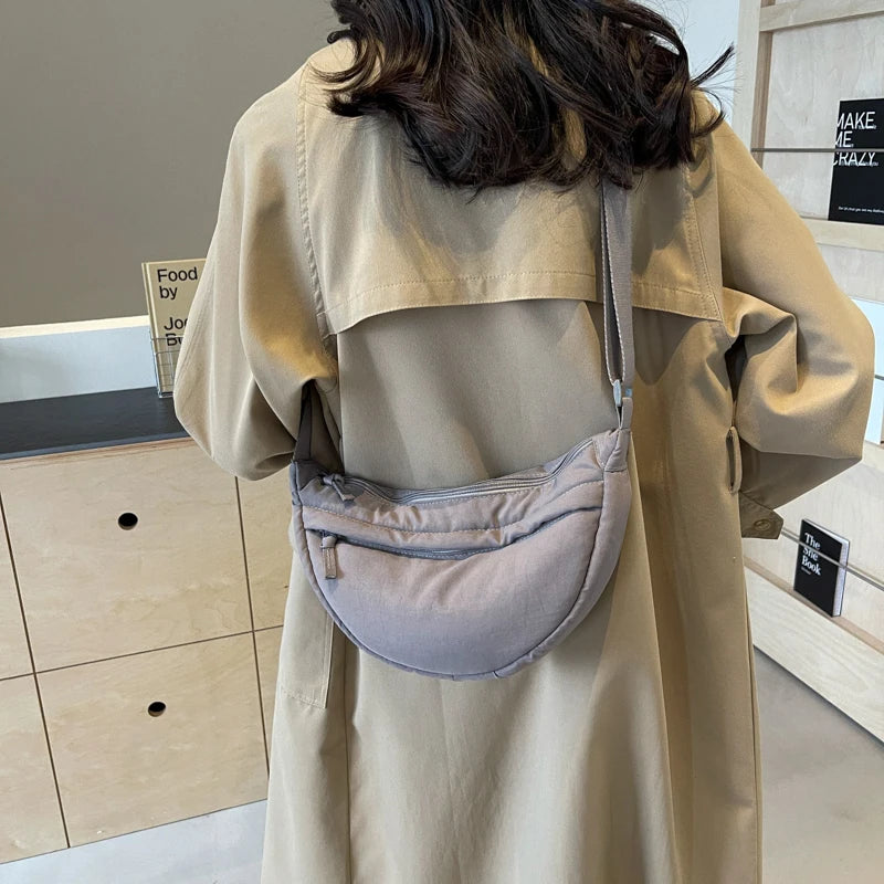 VAIGE Soft Polyester Solid Color Shoulder Bag - Casual Hobo Tote with Zipper Closure and Cell Phone Pocket