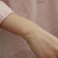 VAIGE 925 Sterling Silver Plated 14K Gold Simple Heart Bracelet