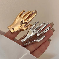 VAIGE Artistic Metal Hand Shaped Finger Rings - Silver and Gold Variants