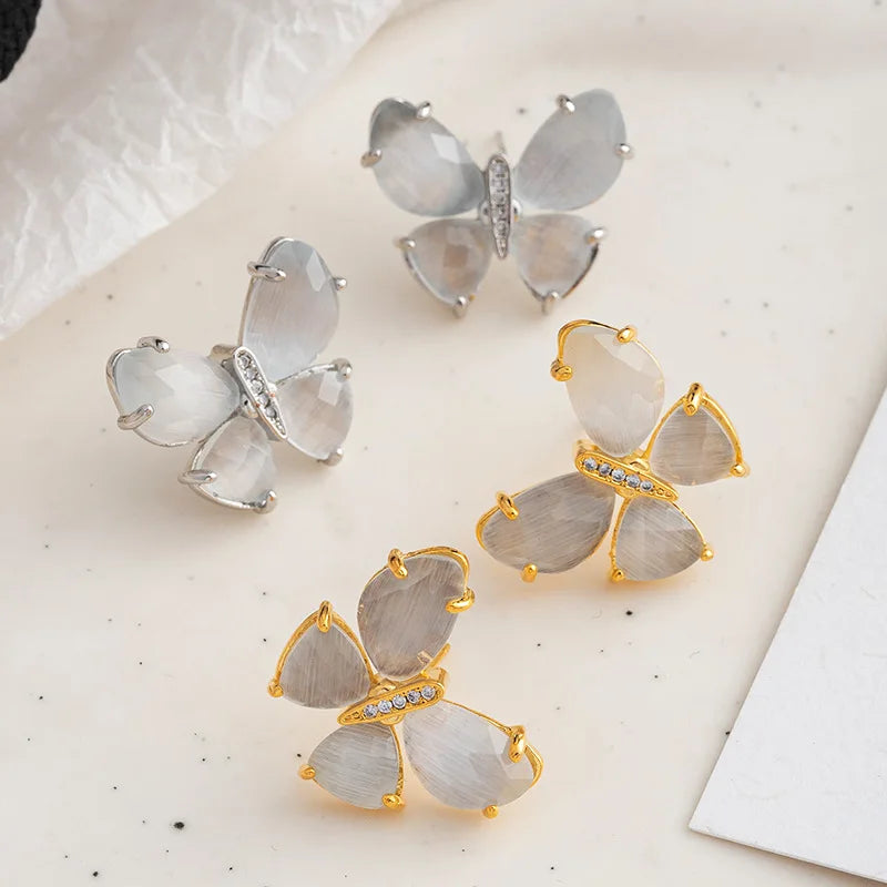 VAIGE Enchanting Butterfly Earrings - Elegant Delicate Design in Blue and Gold