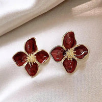 VAIGE Enamel Floral Stud Earrings in Red, Green, and White