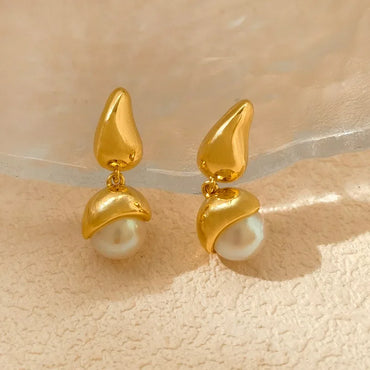 VAIGE Golden Pearl Elegance Dangle Earrings