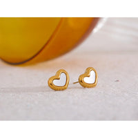 VAIGE 316 Stainless Steel Heart Stud Earrings with Gold Color Shell Charm - Rust Proof and Cute Basic Jewelry