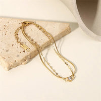 VAIGE Stainless Steel Golden Double Layer Snake Bone Chain Bracelet - Chic Fashion Jewelry Gift