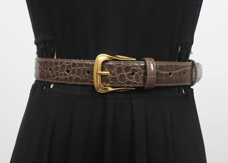 VAIGE Fashion Genuine Leather Cummerbunds Dress Corsets Waistband Belt Decoration Narrow Belt