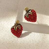 VAIGE Strawberry Delight Red Glass Stud Earrings