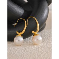 VAIGE Classic Fashion Imitation Pearl Hoop Earrings in Stainless Steel - Allergy-Free Daily Wear Jewelry Gift