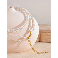 VAIGE Elegant Double Layer Faux Pearl Necklace in Gold and Silver