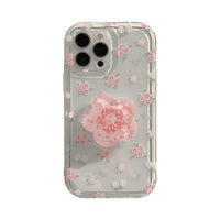 VAIGE Quicksand Pink Floral Holder Phone Case for iPhone Series - Clear Soft Silicone, Anti-Scratch, Shockproof Design