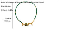 VAIGE Elegant Green Composite Stone & Gold Necklace with Vintage Charm