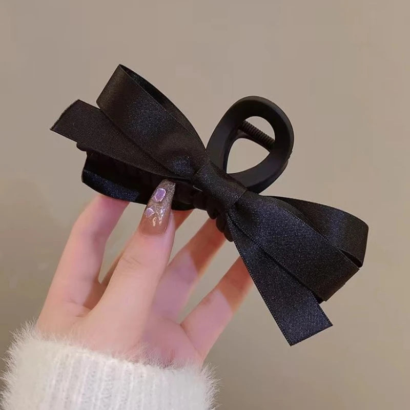 Black Bow claw Clip  Elegant Ponytail holder