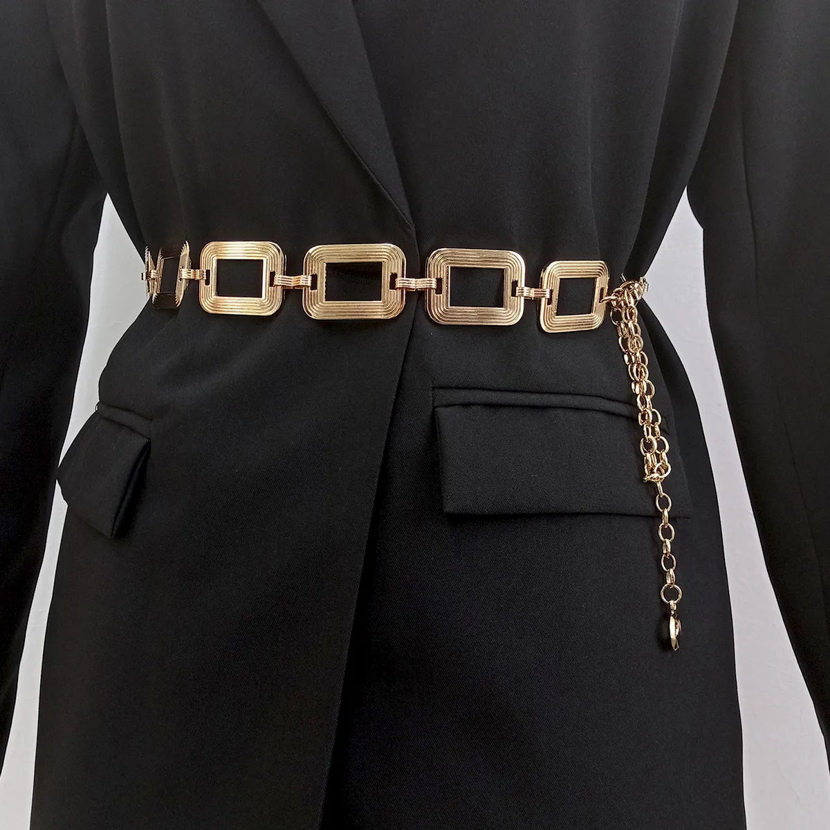 VAIGE Elegant Silver Metal Adjustable Gold Chain Belt