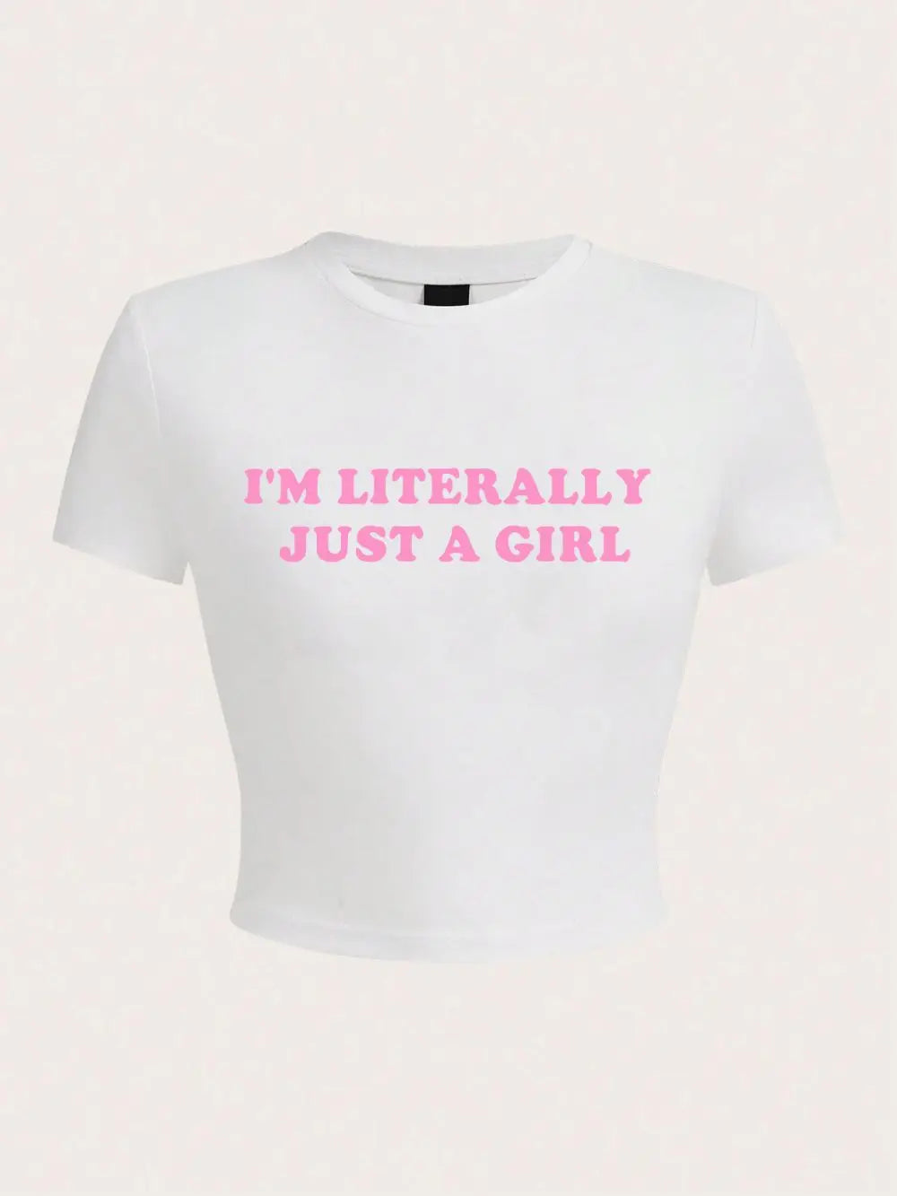 VAIGE "I'm Literally Just A Girl"  Letter Print Crop T-Shirt - Summer Short Sleeve Stretch Top