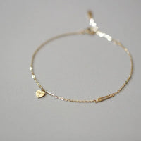 VAIGE 925 Sterling Silver Plated 14K Gold Simple Heart Bracelet