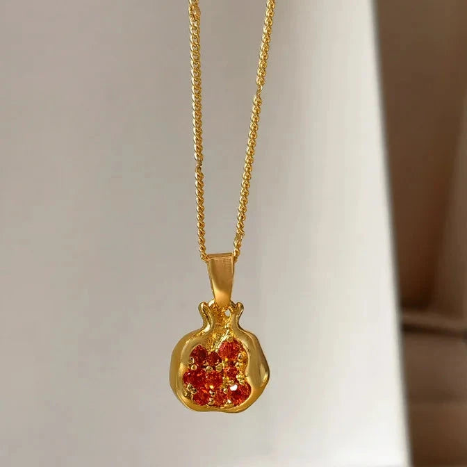 VAIGE Crimson Pomegranate Fruit Charm Necklace