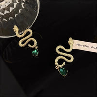 VAIGE Vintage-Inspired Gold Snake Earrings with Zircon Accents