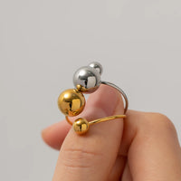 VAIGE 18K Gold PVD Plated Waterproof Stainless Steel Geometric Ring with Big and Small Balls - Trendy Fashion Jewelry