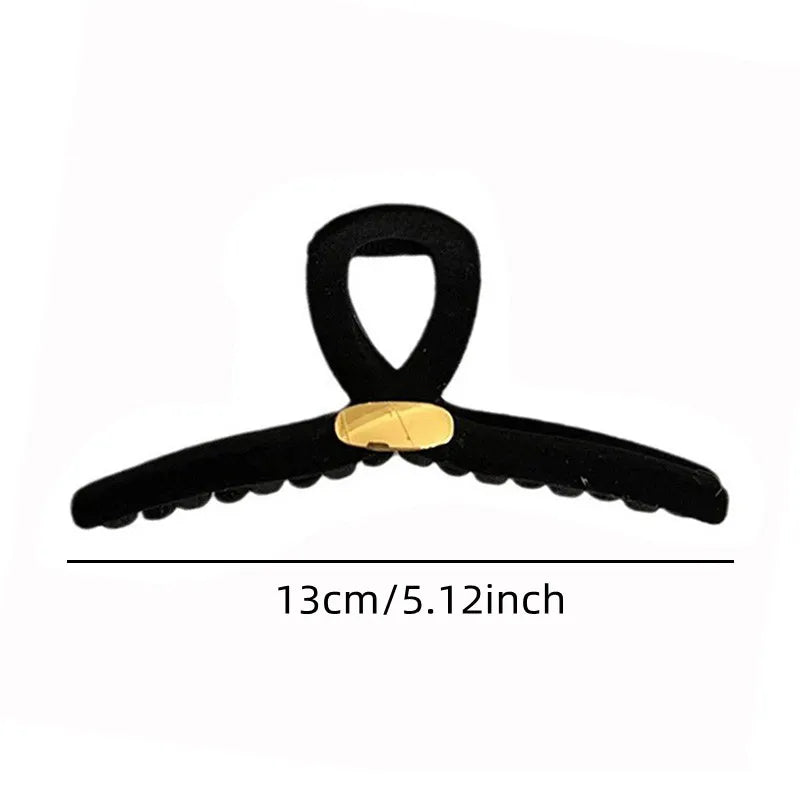 VAIGE 13cm Flocking Hair Claw Clip - Elegant Acrylic & Alloy Hairpin in Black, Dark Coffee, and Kahaki