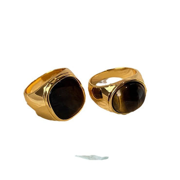 VAIGE Vintage Gold Color Tiger's Eye Ring - Trendy Fashion Jewelry with Cubic Zirconia, Perfect for Anniversaries and Gifts