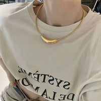 VAIGE Retro Metal Tube Snake Bone Chain Necklace - Exaggerated Stainless Steel Pendant in Colorless Design