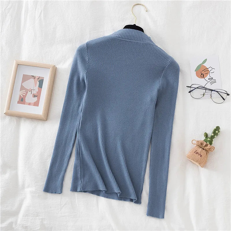 VAIGE Soft Knitted Turtleneck Pullover Sweater - High Stretch Cashmere Blend, Basic Solid Design for Autumn/Winter Casual Wear