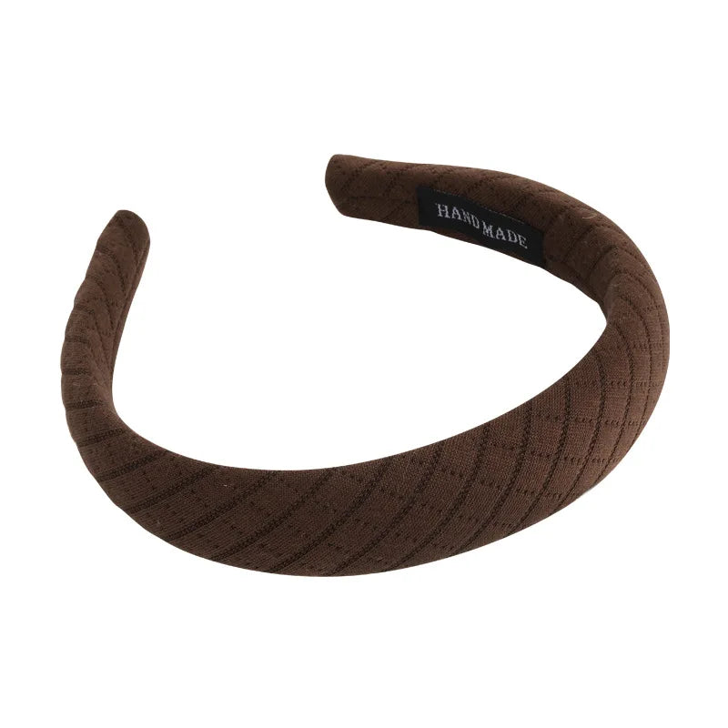 VAIGE Elegant Brown Sponge Wide Headband Hair Hoop - Cotton and Polyester Hair Accessory